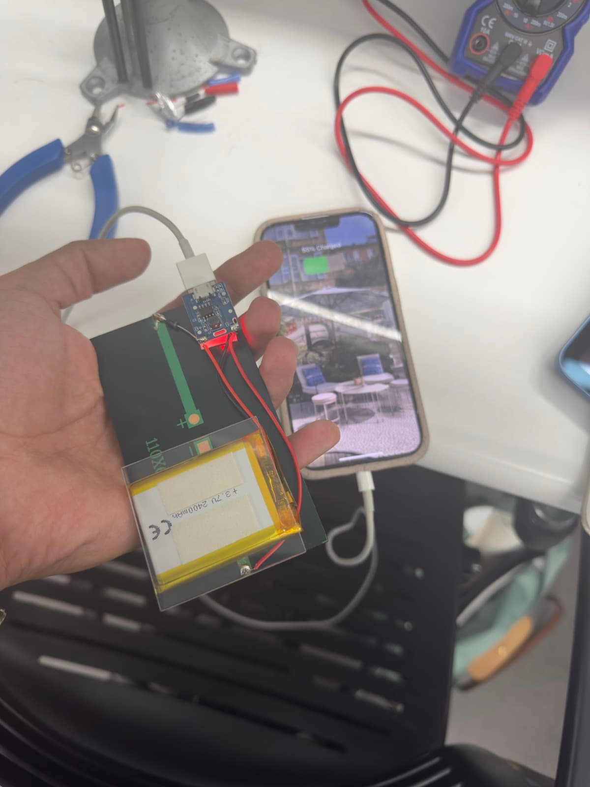 Solar-powered USB charger prototype